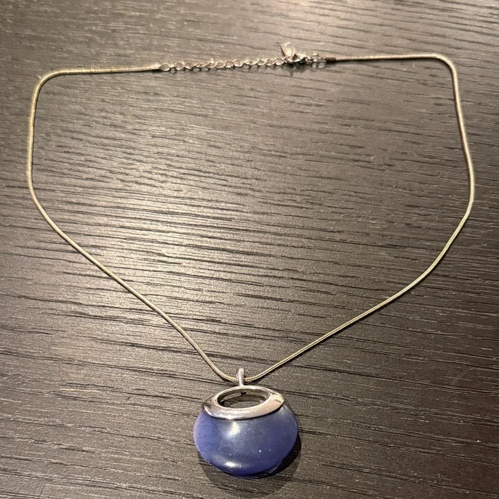 liz & co. Women’s Silver Necklace with Blue Accent Pendant